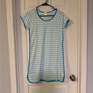 Blue and white stripe gown